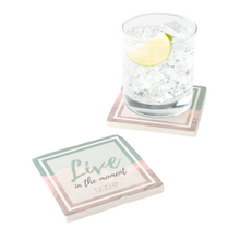 Load image into Gallery viewer, Personalised Sandstone Coaster 'Live in the Moment'