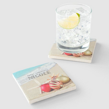 Load image into Gallery viewer, Personalised Christmas Sandstone Coaster - 6 Designs