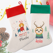 Load image into Gallery viewer, Cool Designs Linen Christmas Stocking - 15 Designs
