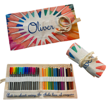 Load image into Gallery viewer, Personalised Linen Look Artist Pencil Holder Roll