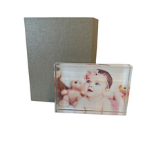 Load image into Gallery viewer, Crystal Photo Block - with cushioned silver gift box. 13cm x 9cm, Portrait or Landscape
