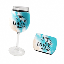 Load image into Gallery viewer, Personalised Wine Glass Neoprene Holder - This Chick Loves Wine