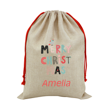 Load image into Gallery viewer, Cool Designs Large Linen Santa Christmas Sack - 15 Designs