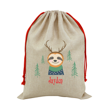 Load image into Gallery viewer, Cool Designs Large Linen Santa Christmas Sack - 15 Designs