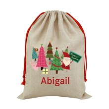 Load image into Gallery viewer, Cool Designs Large Linen Santa Christmas Sack - 15 Designs