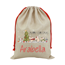 Load image into Gallery viewer, Cool Designs Large Linen Santa Christmas Sack - 15 Designs