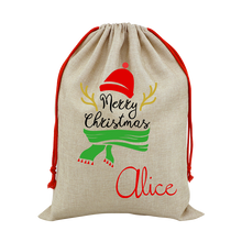 Load image into Gallery viewer, Cool Designs Large Linen Santa Christmas Sack - 15 Designs