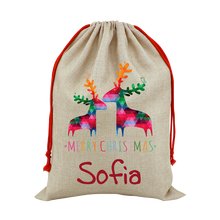 Load image into Gallery viewer, Cool Designs Large Linen Santa Christmas Sack - 15 Designs