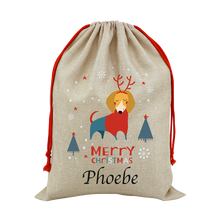 Load image into Gallery viewer, Cool Designs Large Linen Santa Christmas Sack - 15 Designs