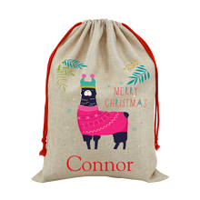 Load image into Gallery viewer, Cool Designs Large Linen Santa Christmas Sack - 15 Designs
