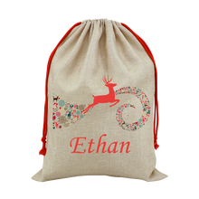 Load image into Gallery viewer, Cool Designs Large Linen Santa Christmas Sack - 15 Designs