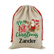 Load image into Gallery viewer, Cool Designs Large Linen Santa Christmas Sack - 15 Designs