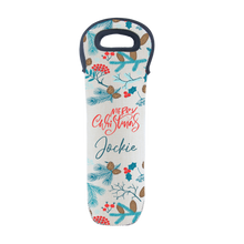Load image into Gallery viewer, Personalised Linen Look Wine Bottle Insulated Holder- 8 Designs