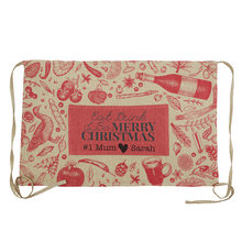 Load image into Gallery viewer, Linen Look Faux Burlap Waist Aprons Personalised Christmas- 3 Designs