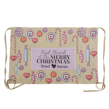 Load image into Gallery viewer, Linen Look Faux Burlap Waist Aprons Personalised Christmas- 3 Designs