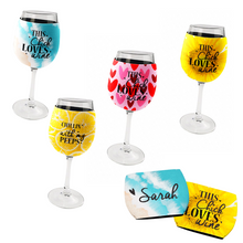 Load image into Gallery viewer, Personalised Wine Glass Neoprene Holder - This Chick Loves Wine