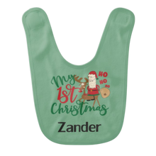 Load image into Gallery viewer, Personalised Christmas Baby Bibs TWIN Pack  - 12 Designs
