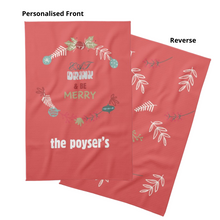 Load image into Gallery viewer, Personalised Christmas Waffle Tea Towels Twin Pack  - 9 Designs
