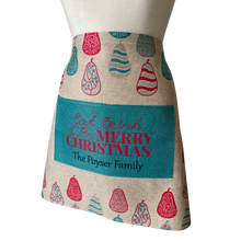 Load image into Gallery viewer, Linen Look Faux Burlap Waist Aprons Personalised Christmas- 3 Designs
