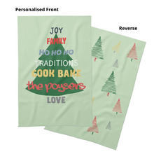 Load image into Gallery viewer, Personalised Christmas Waffle Tea Towels Twin Pack  - 9 Designs
