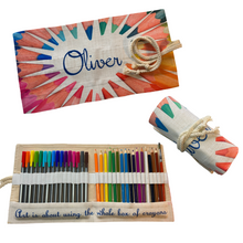 Load image into Gallery viewer, Personalised  Linen Look Artist Pencil Holder Roll
