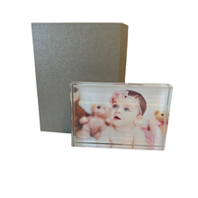 Load image into Gallery viewer, Crystal Photo Block - with cushioned silver gift box. 13cm x 9cm, Portrait or Landscape
