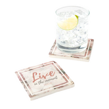 Load image into Gallery viewer, Personalised Sandstone Coaster &#39;Live in the Moment&#39;
