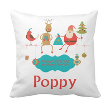 Load image into Gallery viewer, Personalised White Thick Christmas Cushion 15 Designs
