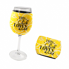 Load image into Gallery viewer, Personalised Wine Glass Neoprene Holder  - This Chick Loves Wine
