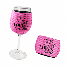 Load image into Gallery viewer, Personalised Wine Glass Neoprene Holder  - This Chick Loves Wine
