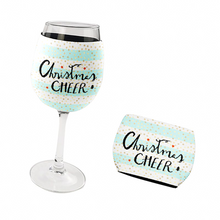 Load image into Gallery viewer, Personalised Christmas Wine Glass Neoprene Holder  - 6 Designs
