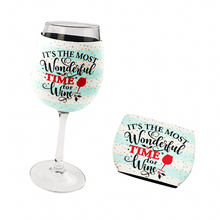 Load image into Gallery viewer, Personalised Christmas Wine Glass Neoprene Holder  - 6 Designs
