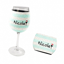 Load image into Gallery viewer, Personalised Christmas Wine Glass Neoprene Holder  - 6 Designs
