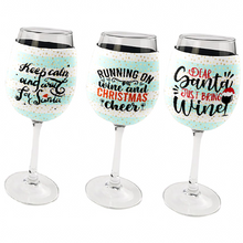 Load image into Gallery viewer, Personalised Christmas Wine Glass Neoprene Holder  - 6 Designs
