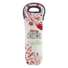 Load image into Gallery viewer, Personalised Linen Look Wine Bottle Insulated Holder- 8 Designs
