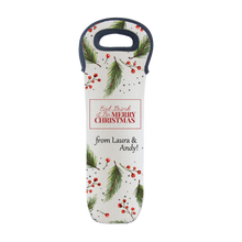 Load image into Gallery viewer, Personalised Linen Look Wine Bottle Insulated Holder- 8 Designs
