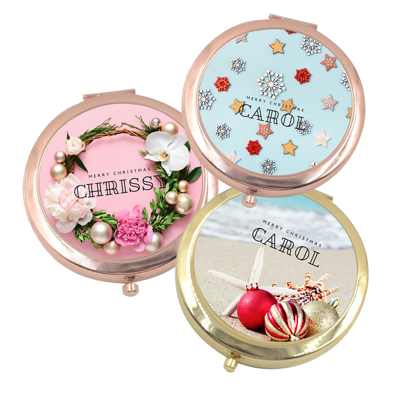 Personalised Christmas Compact Mirrors  - 8 Designs