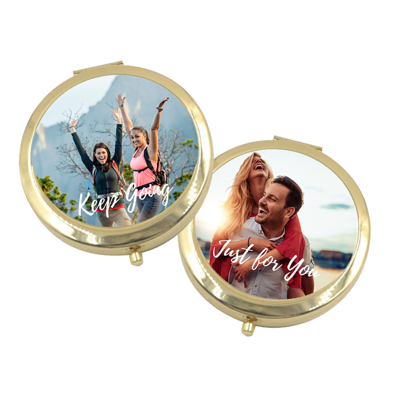 Personalised Photos Compact Mirrors - Gold