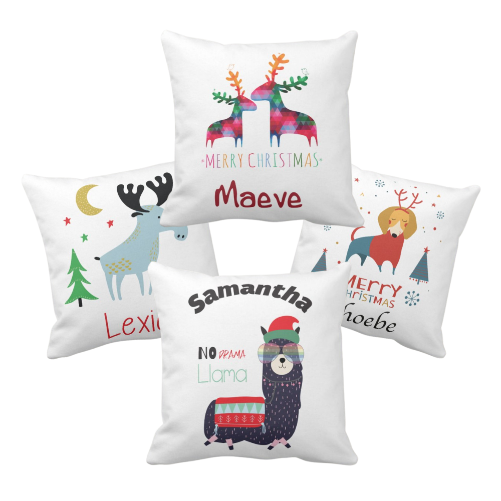 Personalised White Thick Christmas Cushion 15 Designs