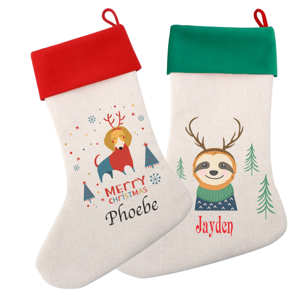 Cool Designs Linen Christmas Stocking - 15 Designs